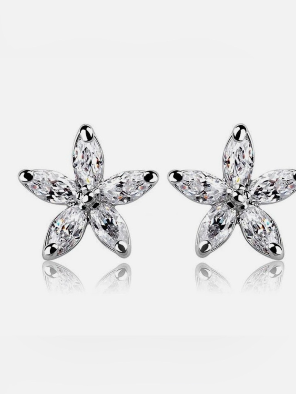 Aqua Crystal Floral Stud Earrings